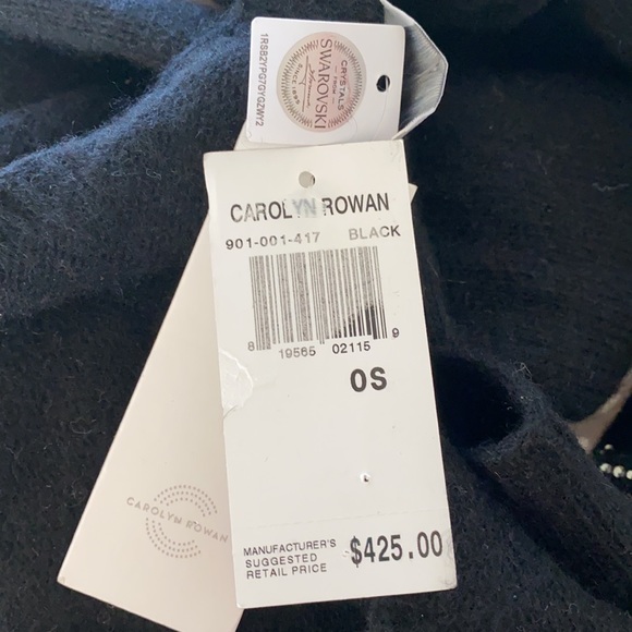 Carolyn Rowan Swarovski Crystals Starbust Long Black Cashmere Scarf - Picture 6 of 9